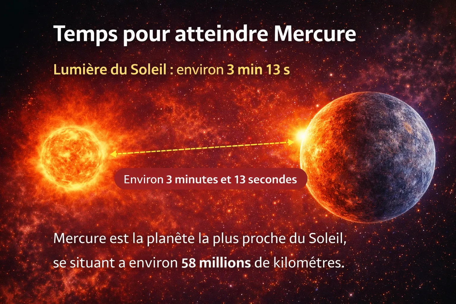 Temps de lumière jusqu’à Mercure