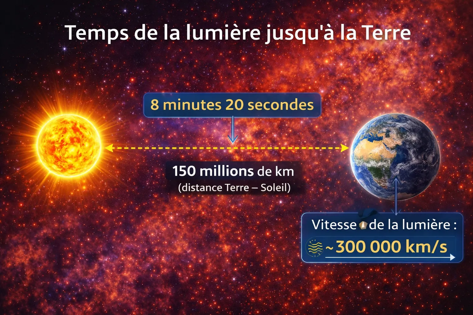 Temps de lumière jusqu’à la Terre